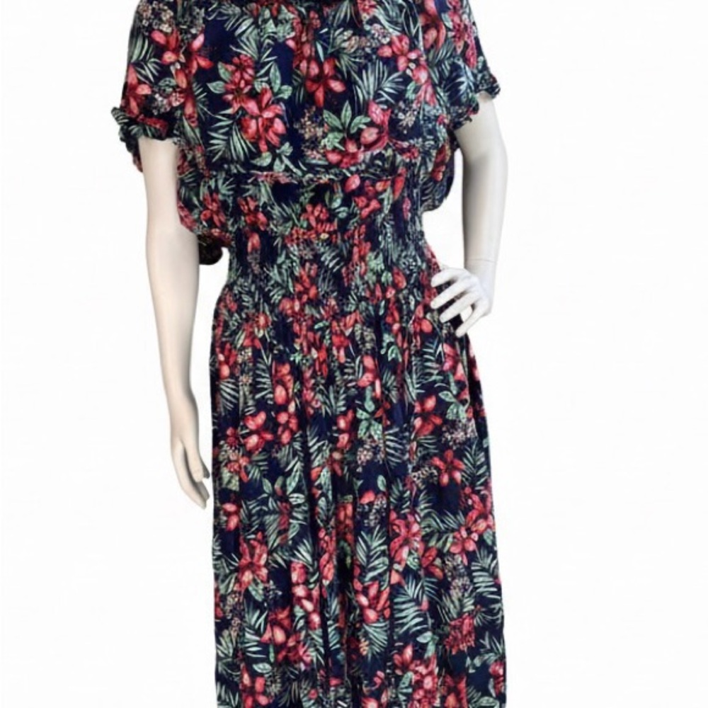 Love Navy and Red Floral Maxi Dress